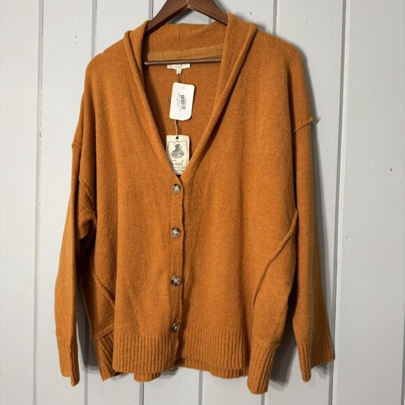 Easel Oversized Top it‎ off Sweater Button Front Grampa Cardigan Ginger orange S - Picture 1 of 15